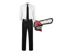 Jilijia Denji Cosplay Kostüm Komplettset Japanese Anime Uniform Schuloutfit mit Perücke weiße Hemd Hose Mann Outfit für Halloween Karneval Party
