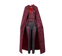 Jilijia Disfraz de bruja escarlata, disfraz de bruja escarlata, chaqueta con capucha, uniforme ajustado, bata, vestido de fiesta de Halloween para mujer, Bruja Escarlata, S