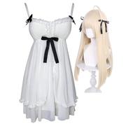 Jilijia Disfraz de cosplay de Yosuga no Sora de anime Kasugano Sora, uniforme de pijama, camisola blanca, vestido de fiesta de Halloween