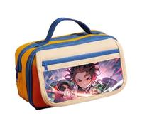 Jilijia Estuche para lápices de anime Kamado Tanjiro Tomioka Giyuu/Hashibira Inosuke, estuche para bolígrafos, impresión de dibujos animados, caja de papelería de gran capacidad para estudiantes