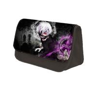 Jilijia Estuche para lápices de Tokyo Ghoul, Kaneki Ken Anime con doble cremallera, bolsa de papelería de gran capacidad, bolsa de almacenamiento de dibujos animados para adolescentes, niños y niñas,