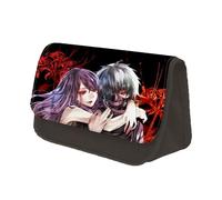 Jilijia Estuche para lápices de Tokyo Ghoul, Kaneki Ken Anime con doble cremallera, bolsa de papelería de gran capacidad, bolsa de almacenamiento de dibujos animados para adolescentes, niños y niñas,