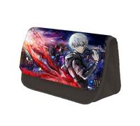 Jilijia Estuche para lápices de Tokyo Ghoul, Kaneki Ken Anime con doble cremallera, bolsa de papelería de gran capacidad, bolsa de almacenamiento de dibujos animados para adolescentes, niños y niñas,