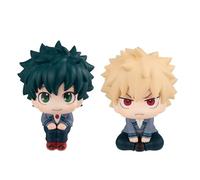 Jilijia Figuras de Anime MHA Midoriya Izuku Bakugou Katsuki Figura Mirar Hacia Arriba Figura de Acción Edición Q de 10 cm Modelo Sentado Estatua de PVC Figurina para Decoración de Escritorio, 2 Piezas