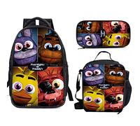 Jilijia Five Nights Game Mochila Fazbear's Piazzaria Estudiante Bolsa de seguridad Breach School Bag Fnaf Bolso de hombro Lápiz Bolsa 3pcs Set