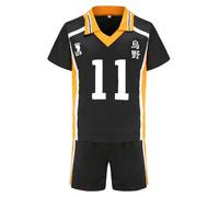 Jilijia Haikyuu Camiseta y pantalones cortos de voleibol de la Preparatoria Karasuno Hinata Shoyo/Tobio Kageyama de manga corta + conjunto de juego de anime, S