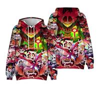 Jilijia Hazbin Hotel - Sudadera con capucha para niños, diseño de anime con impresión digital en 3D, diseño de Alastor/Angel Dust Cosplay de manga larga para niños y niñas, Tipo 1, 160