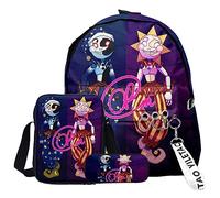 Jilijia Juego de mochila de anime de 3 piezas, mochila escolar, con estampado de dibujos animados, estuche para lápices y bolsa cruzada, moderna y práctica, ideal para el regreso a la escuela, pasar