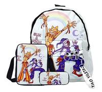 Jilijia Juego de mochila de anime de 3 piezas, mochila escolar, con estampado de dibujos animados, estuche para lápices y bolsa cruzada, moderna y práctica, ideal para el regreso a la escuela, pasar