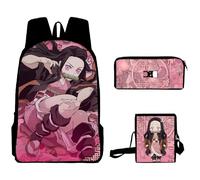 Jilijia Kamado Tanjiro - Mochila escolar para niños y adolescentes, juego de tres piezas, mochila de anime Tomioka Giyuu/Kamado Nezuko, bolsas de libros de dibujos animados con bolsa de almuerzo,