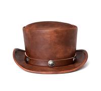 Jilijia Medieval Retro Punk Halloween Top Hat Estilo Industrial PU Cuero Cap Dome Magic Hat Caballero Sombrero
