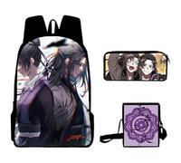 Jilijia Mo Dao Zu Shi Mochila Animal Wei Wu Xian Juego de anime Lan Wang JI dibujos animados 3D Impreso Bolsa escolar Bolsa de almuerzo Bolsa de plumas Juego de 3 piezas, Mdzs tipo 1, 40x30x13cm