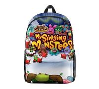 Jilijia My Singing Monsters - Mochila escolar con estampado 3D para adolescentes, mochila escolar para niños y niñas, mochila de dibujos animados, mochila de viaje al aire libre, bolsa impermeable