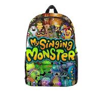 Jilijia My Singing Monsters - Mochila escolar con estampado 3D para adolescentes, mochila escolar para niños y niñas, mochila de dibujos animados, mochila de viaje al aire libre, bolsa impermeable