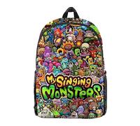 Jilijia My Singing Monsters - Mochila escolar con estampado 3D para adolescentes, mochila escolar para niños y niñas, mochila de dibujos animados, mochila de viaje al aire libre, bolsa impermeable