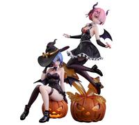 Jilijia R:0 Figura RAM Figuras Anime Figura REM Halloween Dress Up Girl REM y RAM Figura PVC Escritorio Coleccionables Regalo 2 piezas