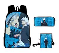 Jilijia Satoru Gojo/Fushiguro Megumi/Itadori Yuji/Geto Suguru Mochila de día con estampado 3D de anime 3D, bolsa de almuerzo, juego de 3 piezas, Gojo Satoru, 40x30x13cm