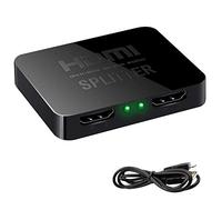 JILM 4K Divisor HDMI 1 en 2 Salida, Aluminum HDMI Splitter for Dual Monitors 【Duplicate 2 Same Outputs,Not Extend】, Plug & Play, HDMI Splitter Supporta MacBook, X-Box, PS4, PS3, DVD, HDTV-Nero