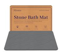 Jiloma Stone Bath Mat Diatomaceous Earth Shower Mat Non-Slip Super Absorbent Bathroom Floor Mat Quick Drying Natural Easy to Clean(24 * 16 Grey)