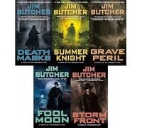 Jim Butcher Dresden Files Series 1 Collection 5 Books Set (Storm Front, Fool Moon, Grave Peril, Summer Knight, Death Masks)