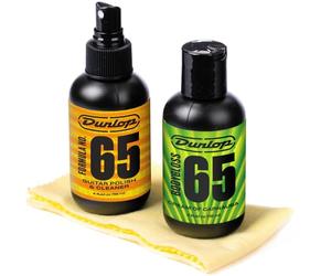 JIM DUNLOP - 6501 System 65 Guitar Polish Kit, para limpieza del cuerpo de guitarra eléctrica y acústica, incluye 2 productos Formula 65 y 2 Paños de microfibra