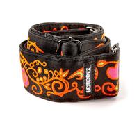 Jim Dunlop Correa para guitarra, Jimi Hendrix Blacklight Monterey Orange Strap, roja y negra JH23