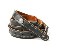 Jim Dunlop Correa para guitarra, Rev. Willy's Signature Vintage Leather Strap, de cuero negro RW01