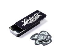 JIM DUNLOP Púas Lucky 13 serie III, Caja en Metal de 6, 0,73mm, Lucky2, Negro