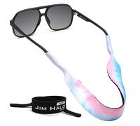 JIM HALO 2 Piezas Correa para Gafas Deportivas, Retenedor de Gafas Flotante de Neopreno Clásico, Longitud Ajustable para Deportes Acuáticos Negro+Azul Rosado