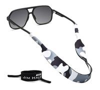 JIM HALO 2 Piezas Correa para Gafas Deportivas, Retenedor de Gafas Flotante de Neopreno Clásico, Longitud Ajustable para Deportes Acuáticos Negro+Camuflaje