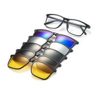 JIM HALO Estrecho Magnético 5 Piezas Polarizadas Clip en Gafas de Sol Marco Plástico Rectángulo Para Conducción Nocturna 2298