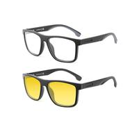 JIM HALO Gafas de Bloqueo de Luz Azul para Hombre Cuadrado Gafas Ordenador con Filtro Azul Monturas Negro+Lente Amarilla