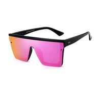 JIM HALO - Gafas de sol con parte superior plana, cuadradas, espejadas, sin bordes, para mujeres y hombres, Morado (Black Frame/Mirror Purple Lens), 37/38 EU