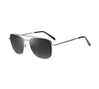 JIM HALO Gafas de Sol Cuadradas para Hombre y Mujere, Lente de Vidrio Plata/Gris