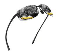 JIM HALO Gafas de Sol Deportivas Polarizadas para Hombres y Mujeres TR90 Marco Sin Montura para Correr, Pescar, Andar en Bicicleta Plata Espejo