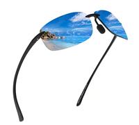 JIM HALO Gafas de Sol Deportivas Polarizadas para Hombres y Mujeres TR90 Marco Sin Montura para Correr, Pescar, Andar en Bicicleta Azul Espejo
