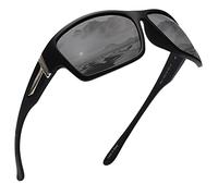 JIM HALO Gafas de Sol Polarizadas para Hombres, Gafas de Sol Envolventes Sprot para Ciclismo, Pesca, Conducción Negro/Gris