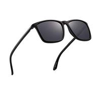 JIM HALO Gafas de Sol Polarizadas Retro Square para Hombre Estilo Clásico para Conducir, Ciclismo y Deportes al Aire Libre - Negro y Gris