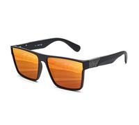 JIM HALO Gafas de Sol Polarizadas Retro Square para Hombre y Mujer, Gafas de Conducir Flat Top Block