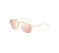 JIM HALO Gafas de sol retro cuadradas de aviador, lentes de cristal de alta calidad, gafas planas de metal, para hombres y mujeres, Marco dorado/lente rosa espejo, Talla única