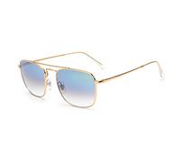JIM HALO Gafas de Sol Retro Cuadradas Lente de Vidrio de Plano Metal Anteojos Hombre Mujer (Dorado/Azul Degradado)