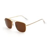 JIM HALO Gafas de Sol Retro Cuadradas Lente de Vidrio de Plano Metal Anteojos Hombre Mujer(Dorado/Marrón)