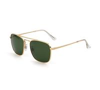 JIM HALO Gafas de Sol Retro Cuadradas Lente de Vidrio de Plano Metal Anteojos Hombre Mujer(Dorado/Verde)