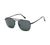JIM HALO Gafas de Sol Retro Cuadradas Lente de Vidrio de Plano Metal Anteojos Hombre Mujer (Negro/Gris)