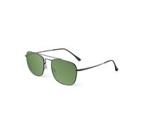 JIM HALO Gafas de Sol Retro Cuadradas Lente de Vidrio Plano Metal Anteojos Hombre Mujer(Lente negro/verde)