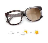 JIM HALO Gafas Fotocromáticas con Bloqueo de Luz Azul para Mujer, Gafas de Sol Cuadradas para Ordenador que Reducen la Tensión Ocular Tortuga