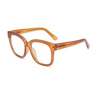 JIM HALO Gafas Grandes Bloqueadoras de Luz Azul para Mujer, Gafas Cuadradas de Gran Tamaño para Ordenador, Patillas de Metal CP, Marrón