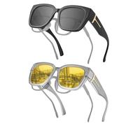 JIM HALO Grandes Superpuestas Gafas De Sol Polarizadas Mujer Hombre, Cuadrado Gafas De Conducción Protección UV400 2 Paquetes
