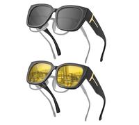 JIM HALO Grandes Superpuestas Gafas De Sol Polarizadas Mujer Hombre, Cuadrado Gafas De Conducción Protección UV400 2 Paquetes