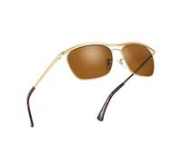 JIM HALO Pilot Gafas De Sol Hombre, Retro Rectangular Gafas Sol Mujer Marrón